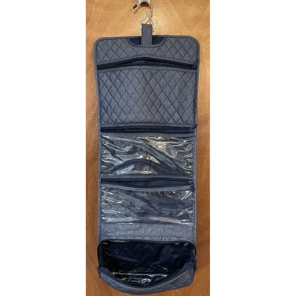 Vera Bradley Hanging Travel Organizer Cosmetics Quilted Bag Denim Blue Jean